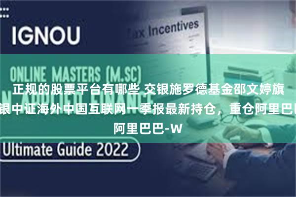 正规的股票平台有哪些 交银施罗德基金邵文婷旗下交银中证海外中国互联网一季报最新持仓，重仓阿里巴巴-W